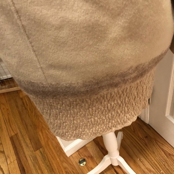 Hanii Y Wool Designer Double Breasted Pea Trench Coat Tan 42 L - Picture 6 of 11